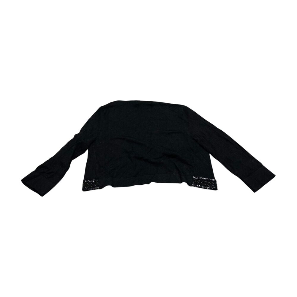 Jessica Howard Cardigan Sweater Women PS Black Nylon Stretch Cropped Long Sleeve - Picture 2 of 7